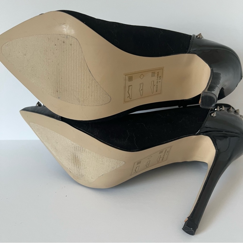 Vintage Y2K Shoe Dazzle Black Velvet Silver Spike Stiletto High Heel Shoe Size 7 - Picture 7 of 10